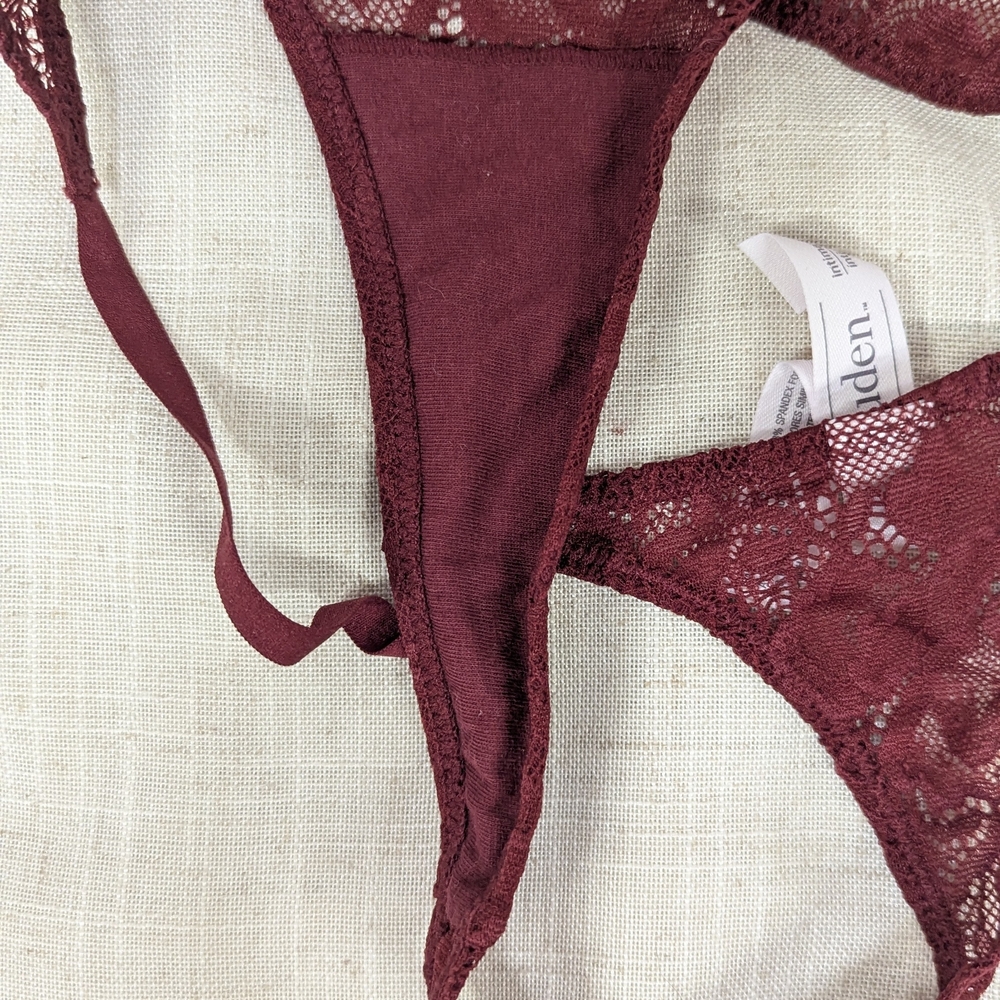 Auden Burgundy Floral Lace Babydoll & Thong Set - XL - Dark Red Lingerie - Picture 6 of 13